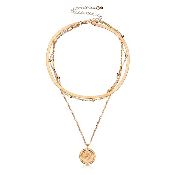 ⚜️𝟯𝟬%𝗢𝗙𝗙 𝗯𝘂𝗻𝗱𝗹𝗲𝘀 𝟯+⚜️ NEW 3 Layered Coin Herringbone Chain Necklace - Picture 5 of 10